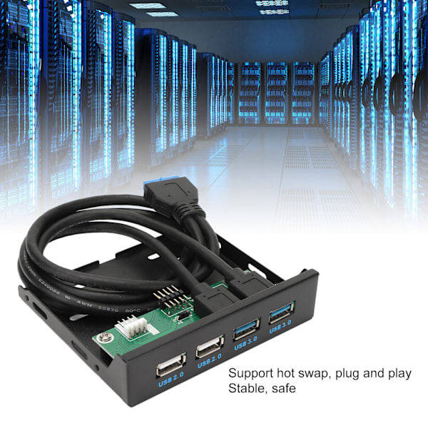 3,5 Tums Frontpanel USB3.0 Hub Hög Hastighet 4 Port Intern Combo Fäste Adapter för PC Desktop 3,5 Tums Diskett Fack