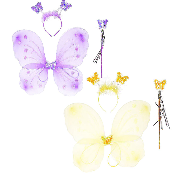 Fairy Butterfly wing Butterfly Wand and Headband for Girls