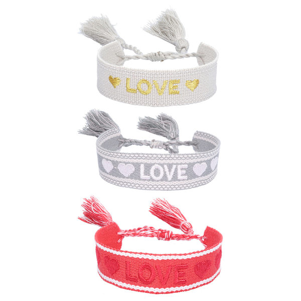3 stk Vevde Vennskapsarmbånd, Justerbare Armbånd for Kvinner Menn Jenter Gave, Julegaver