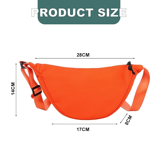 Crossbody Tasker Trendy Sling Nylon Halvmåne Punge og Håndtaske Dumpling Taske (sort,grøn,hvid,orange)