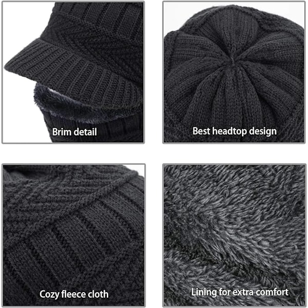 Vinterstrikket Balaclava Beaniehatt Varmt Sykling Ski Mask, Kvinne Vindtett Hetteskjerf