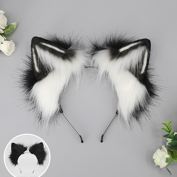 Håndlavet Faux Fur Ræv Ulveører Pandebånd Halloween Jul Fest Kostume Tilbehør