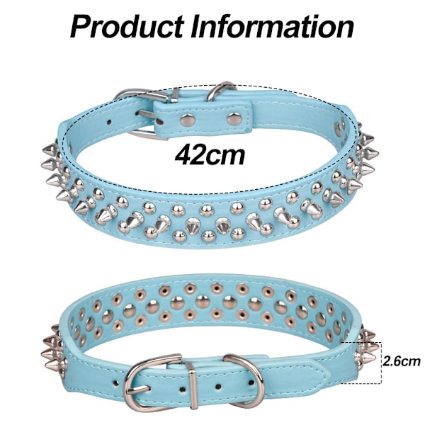 Justerbart brett spik hundhalsband, svampnit PU läder katt hundhalsband, hållbart spik husdjurshalsband
