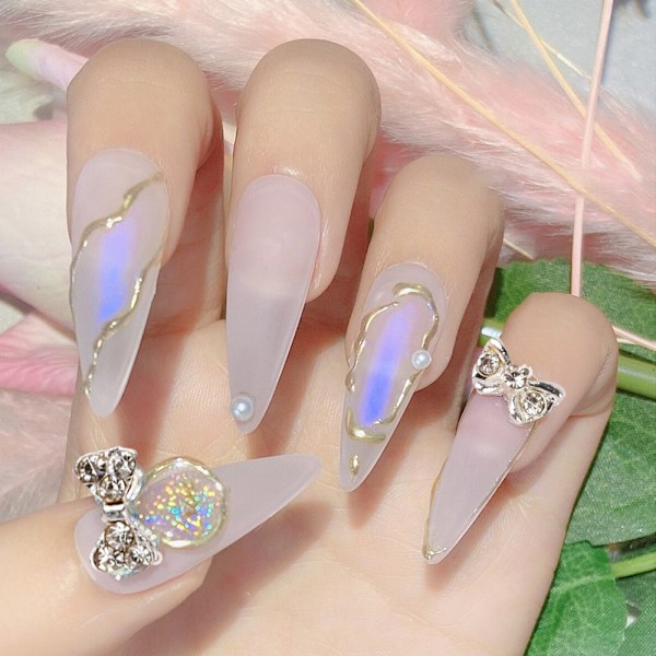 40 st Bowknot Nail Alloy Rhinestones för naglar Slips Nagelkristaller Naglar Juveler Rhinestones Nagelkonst Stenar Set