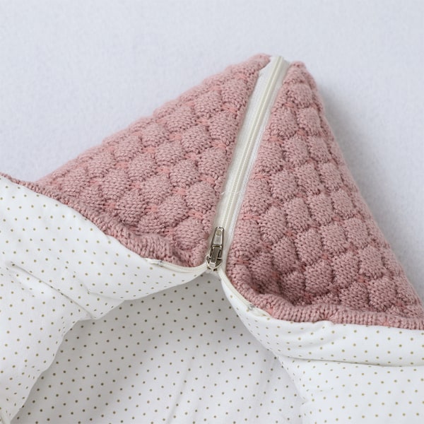 1 stk Baby Swaddle Tæppe Fleeceforet Bærbar Spædbarn Strikket Barnevogn Nap Wrap Plus Bomuld, Nyfødt Tyk Blød Varmt Sovesæk
