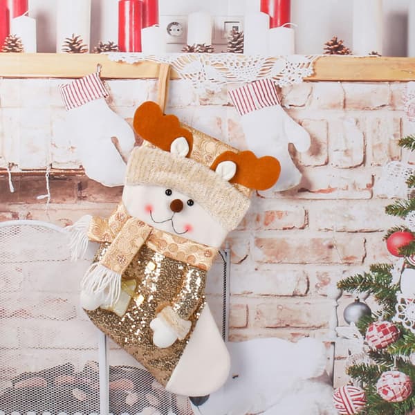 Creative 3D Christmas Stocking Soft Polyester Ornament Candy Bag Christmas Tree Hanging Home Decor Deer[TT]