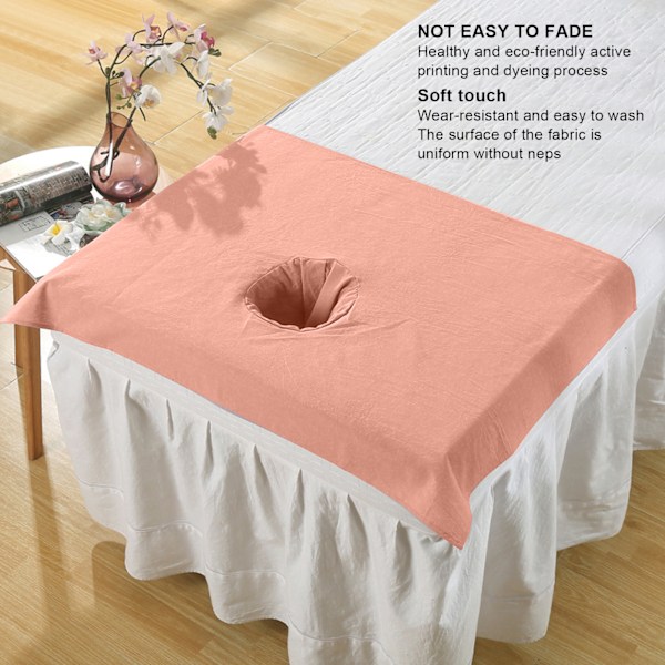 Massagebordslakan i bomull för skönhetssalong, massagebordstäcke med ansiktshål (70 x 100 cm) Jade