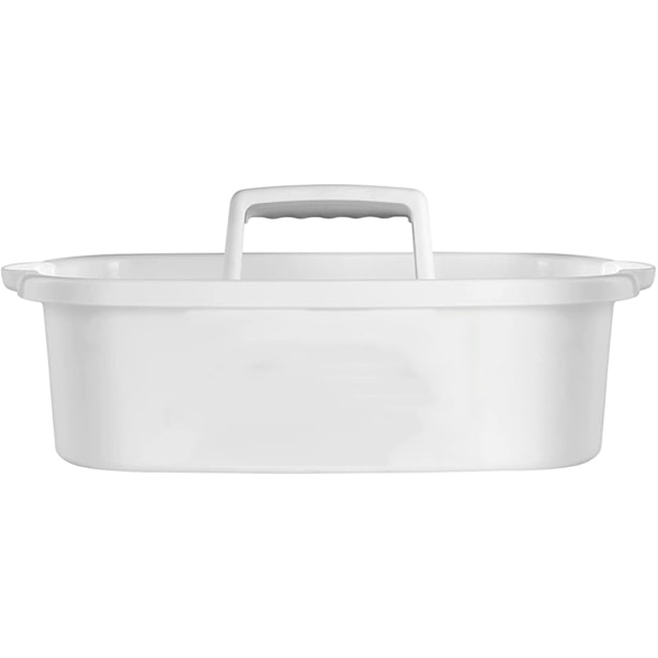 Plastdusj Caddy Tote, Bærbar Oppbevaringskurv Organizer med Håndtak for Hybel, Bad, Hage, Kjøkken, Rengjøringsartikler, Blå, Hvit