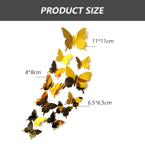 48 Pieces 3D  Butterfly Wall Decor for bedroom- Mirror