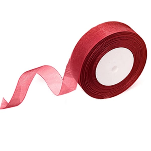 Rött band 50 yards långt dekorativt band, genomskinligt chiffongband, presentförpackningsband för gör-det-själv hantverk, födelsedagspresenter, göra kransrosetter, fest