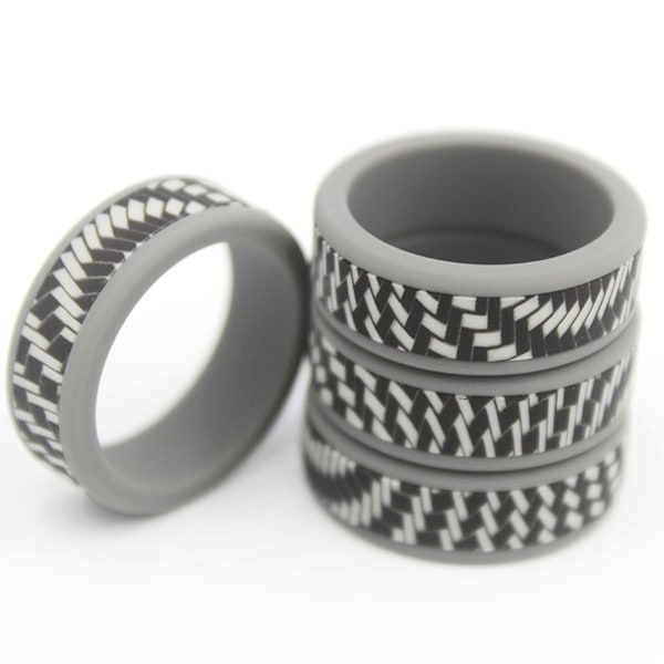 Silikonbröllopsringar för män, kolfiberdesign silikonringar för män, kantgummi bröllops- och förlovningsringar komfort för träning, 8 mm bredd 2,5 mm