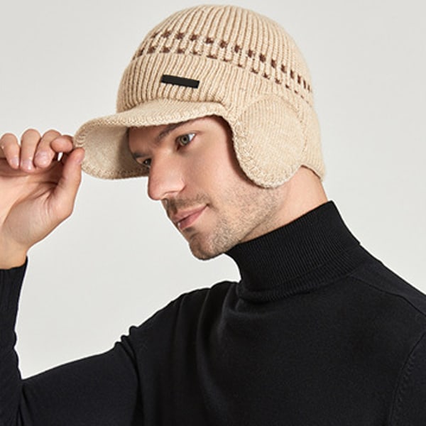 Vindtett Beanie med Kort Skygge for Menn og Kvinner med Øreklaffer og Fleecefôr