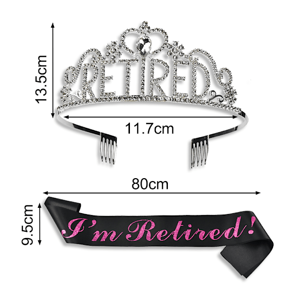 Pensjonistfest Pynt Sash og Krone for Kvinner Sett, Julegave/Pensjonsgave til Hennes