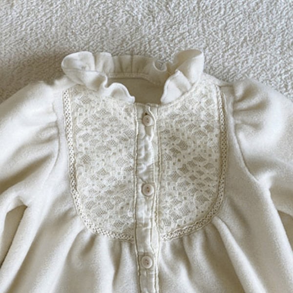 Nyfödd Babyflicka Romper Höst Outfit Långärmad Bodysuit Vinterkläder för Fotosession