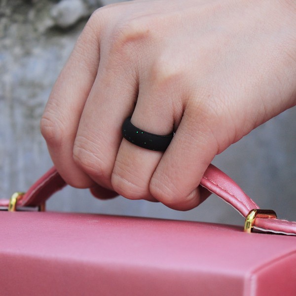 Ergonomisk Andningsbar Design, Silikonringar för Kvinnor med Storlek 7, Silikon Vigselring för Kvinnor, 5,7 mm Bred - 2 mm Tjock