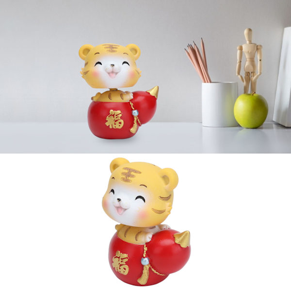 Tiger Ornament Premium Resin Sød Ekstravagant Lyse Farver Holdbar Bred Anvendelse Tiger LegetøjVelsignelse Tiger