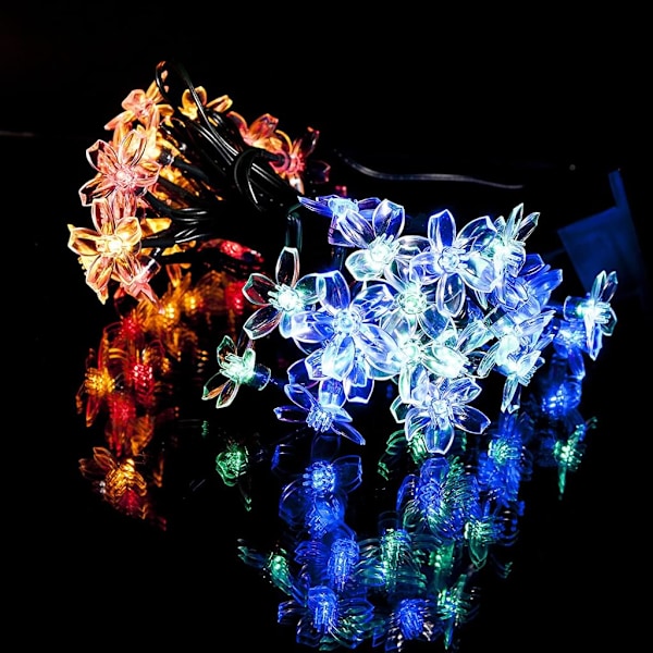 Solar Lampor Blomster String Lights Utomhus, Vattentät LED Peach Blossom Cherry Blossom Solar String Lights för trädgårdar Hem Bröllop Julfest