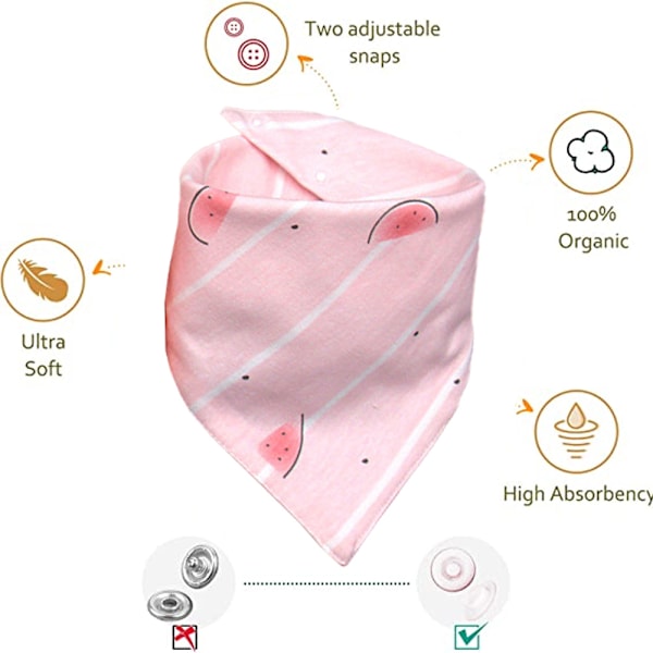 Organiska Bomullsbandana-Snuttefilt i Pastellfärger, 5-pack, Ensamma Färger för Pojkar och Flickor