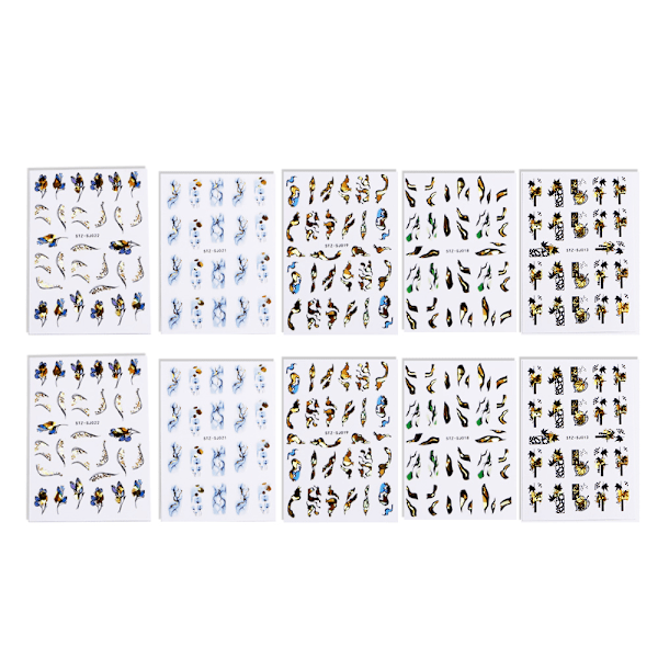 10 Ark Nagelkonst Dekaler Klistermärken Självhäftande Nageltillbehör Nagelkonst Design Dekoration Tillbehör