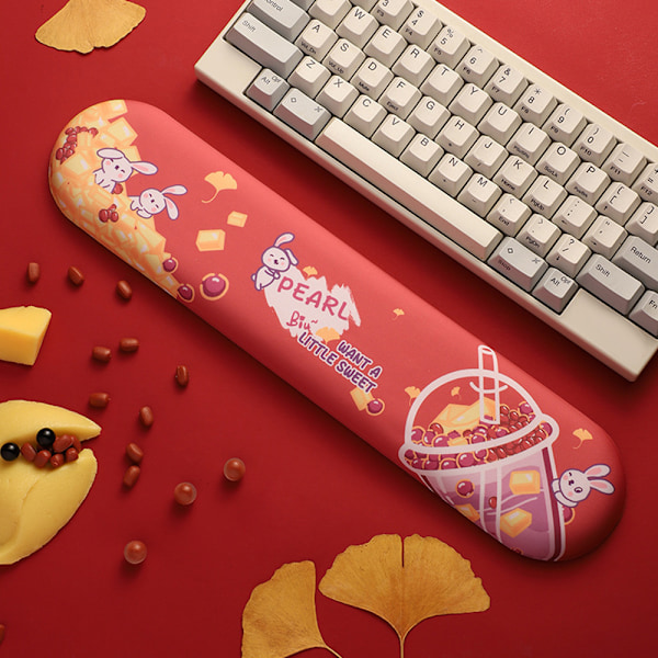 Handledsstöd för tangentbord, halkfritt PU-material med bekväm minnesskumfyllning - Bubble Milk Tea