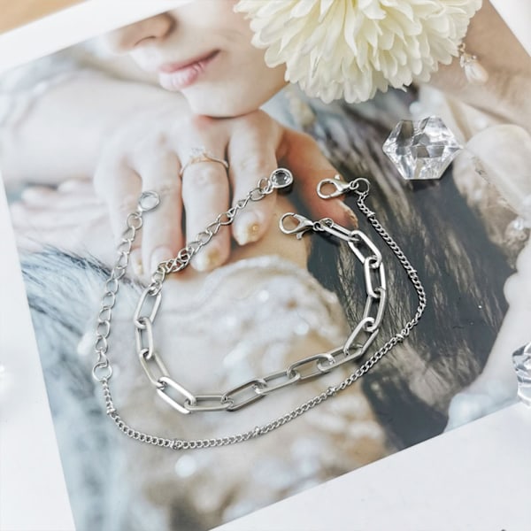 Pappersskedjebracelet, modearmband med dubbla pärlor