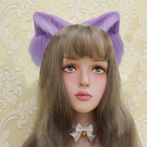 Katte-Ræv Faux Fur Ørehovedbånd Sød Halloween Kostume Håndlavet Dyre Pelsøre Hårbøjle