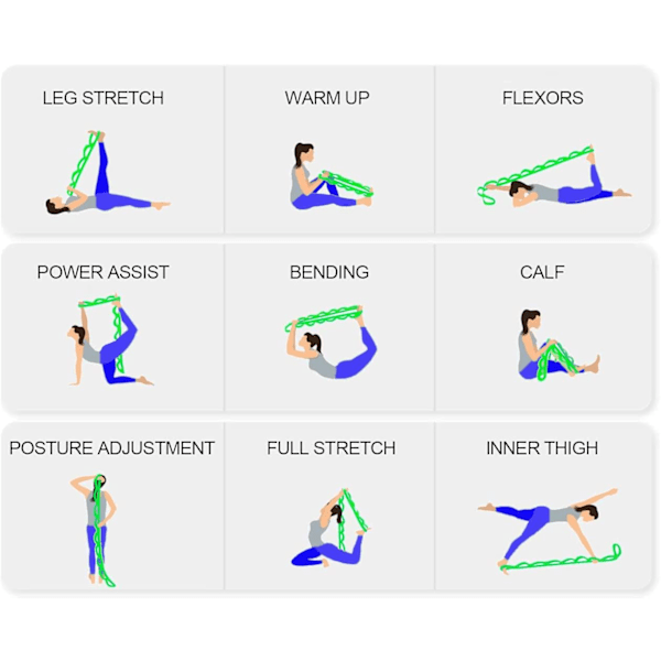 12-segments nylon yogastretchband yogatillbehör enords hästsplit krysantemum rep sträckhjälpband spännband - Fitness Stretching