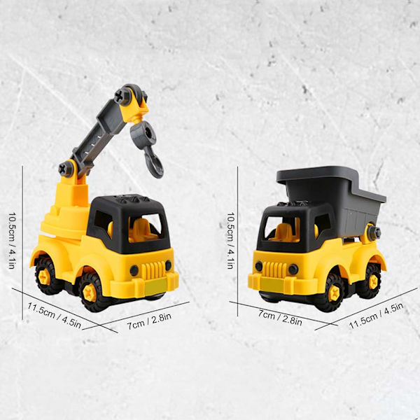 4-pack Byggfordon Modellleksak DIY Barn Utbildningsmontering Bilfordon Leksaker 4-pack Byggfordon