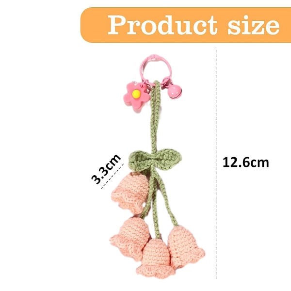 Nøkkelringarmbånd Håndlaget Blomst Ull Strikking Nøkkelring Nøkkelholder for Kvinner