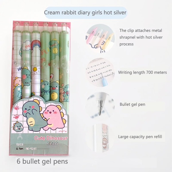 Söta Pennor Svart Bläck, 0.5mm Gelpennor Snygga Kawaii Kontor Skola