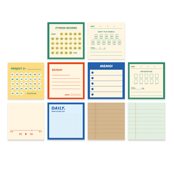 Fargepapir 400 ark, Ikke Sticky Notes lyse fargerike memo, Mini Memo Papirblokker Notatpapir