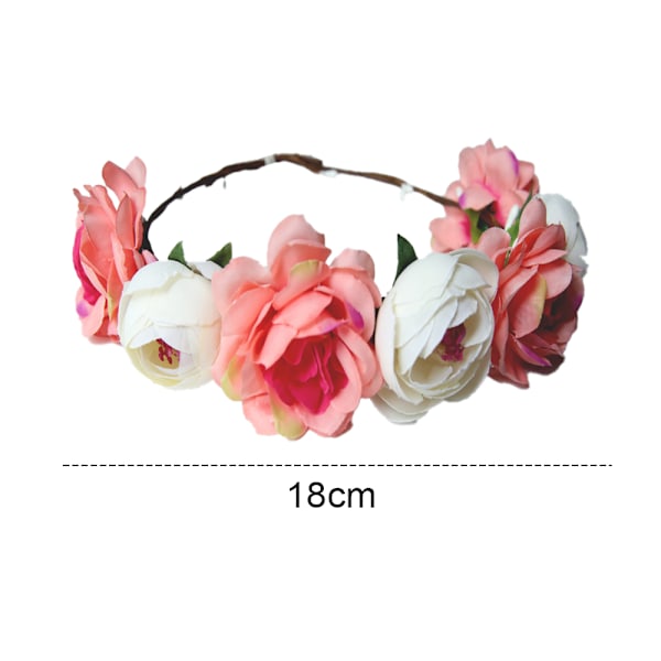 Justerbar Rose Blomsterkrans for Kvinner og Jenter Hodebånd Romantisk Hårkrans Hodeplagg Bryllup Bursdagsfest