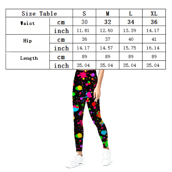 Dam Leggings 80-talets konstnärliga stänktryck Mjukt och elastiskt byxor Tillbehör för kvinnor Sommar Leggings