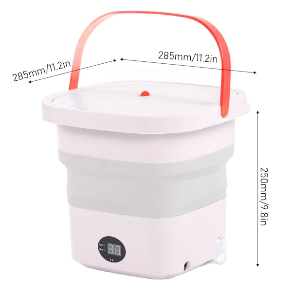 Mini Bærbar Spandvaskemaskine 6L Foldbar Automatisk Vaskemaskine med LCD Panel Display til Drom RV Rejse Lejlighed 100 til 240V Pink EU Stik