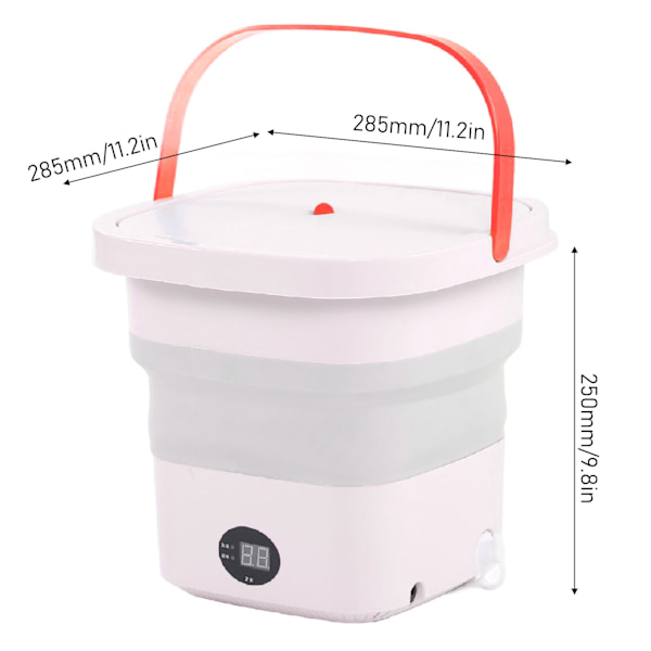 Mini Kannettava Ämpäripesukone 6L Taittuva Automaattinen Pesukone LCD-näytöllä Asuntoautoille, Matkailuun, Asuntoihin 100-240V Pinkki EU-pistoke