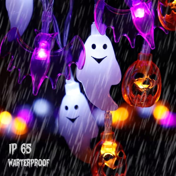 Halloween-valot, 16FT 30 LED Vedenpitävä 3D Kurpitsa Lepakko Haamu Ba[TT]