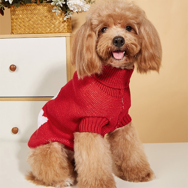 Efterårs- og vintertøj til kæledyr Valentinsdag kærlighed dejlig fersken hjerte strik sweater