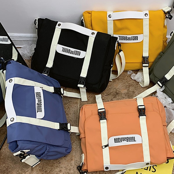 Canvas axelväska, avslappnad crossbody-väska för högskolestudenter