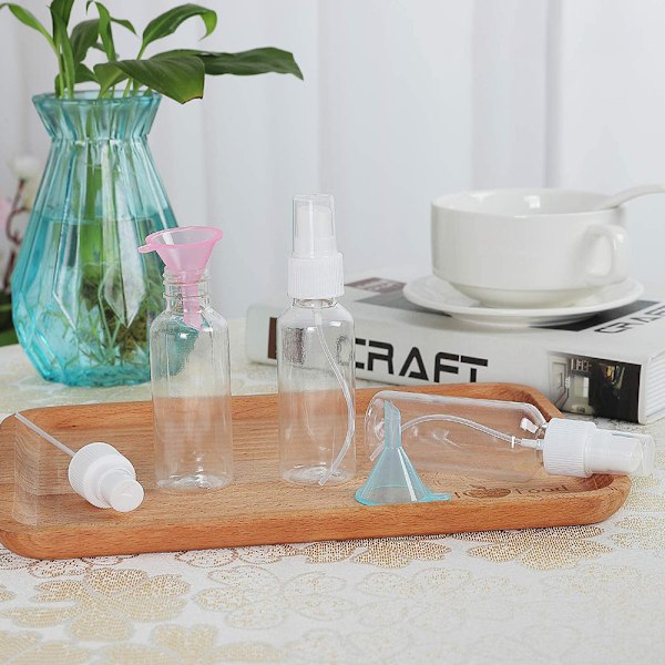 Sprayflaska, transparent luftdimma plast mini reseflaska set, liten påfyllningsbar vätskebehållare