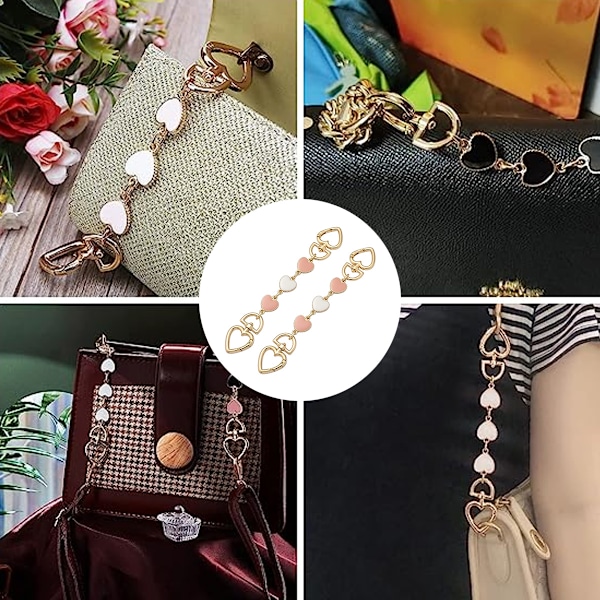 2 st väska rem förlängare hjärta form kedja rem ersättning tillbehör för axel crossbody väska koppling handväska tillbehör