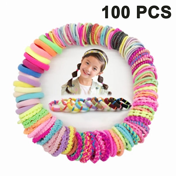 Paket med 100 stycken hårband i 10 olika stilar, multifärgade, små hårsnoddar för barn, bebisar, flickor och kvinnor