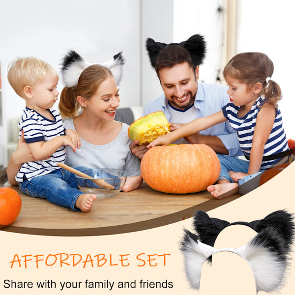 2 stk. Katte-Ræv Faux Fur Øre Pandebånd Halloween Håndlavet Dyrefur Øre Hårbøjle