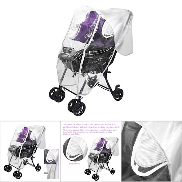Resesväder Vagn Regnöverdrag, Baby Regnöverdrag, Vagntillbehör (Eva Dubbel Blixtlås)