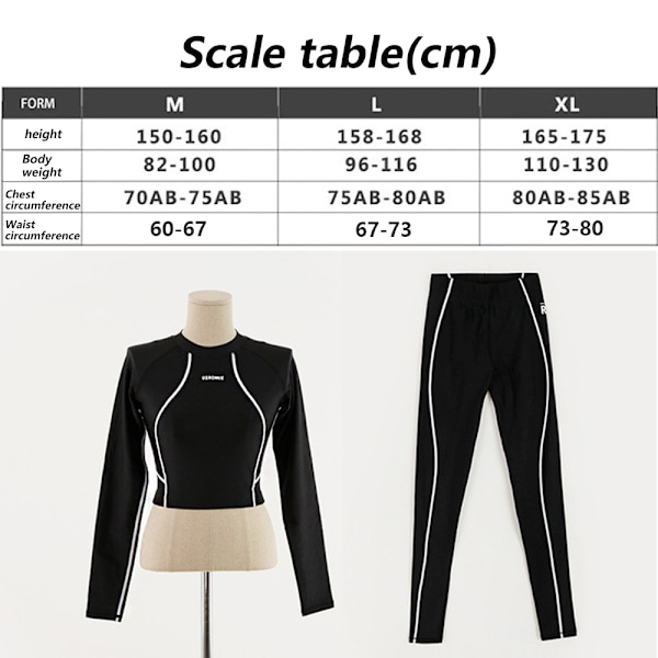Damernas Långärmad Solskyddsväst Wetsuit Tvådelad Baddräkt Set