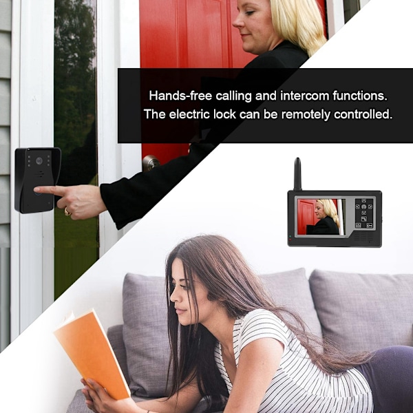 3,5 tum TFT All digital Trådlös Dörröga Videodörrtelefon US (1 Dörrklocka 2 Tittare)