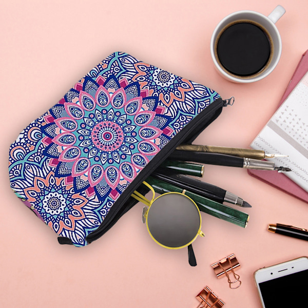 Makeupväska med Mandala-tryck, Clutch för kvinnor, Multifunktionell reseförvaringsväska