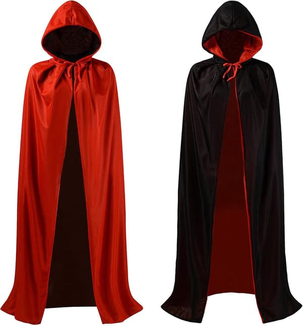 Halloween Kappe 150 cm Voksen Hætte Vendbar Cosplay Karneval Kostume Sort/Rød