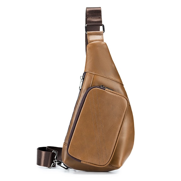 Männs Läderbröstväska Slingväska Vintage Business Axelväska Läder Crossbody Väska Casual Utomhus Camping Taktisk Dagryggsäck för Män