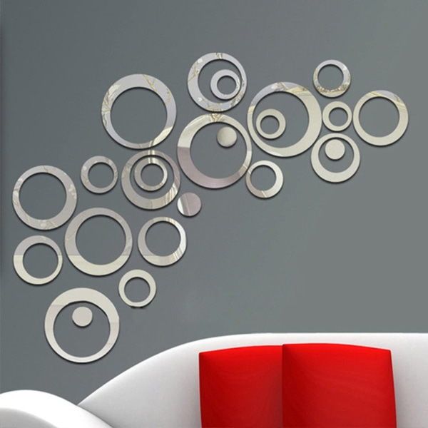 Circle Mirror DIY Wall Sticker Väggdekoration 24st