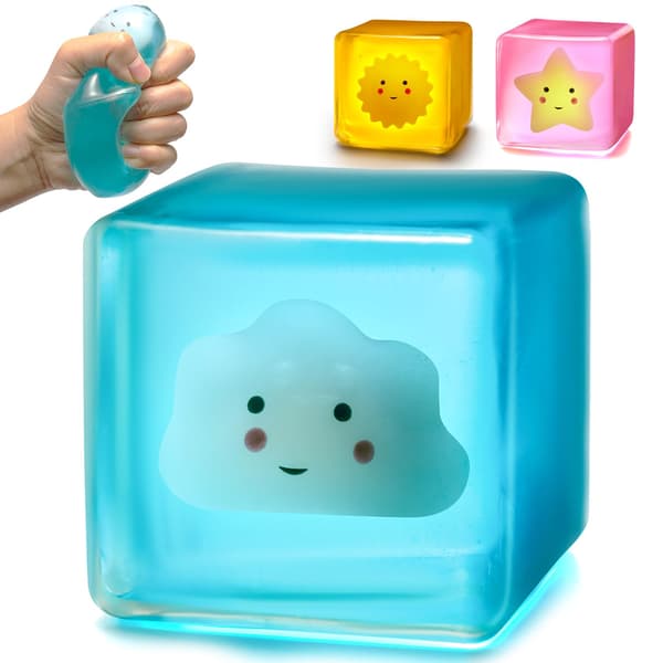 Ice Cube Stress Ball, Slow Rising Squeezable Sensory Fidget Toy for Teens Cloud